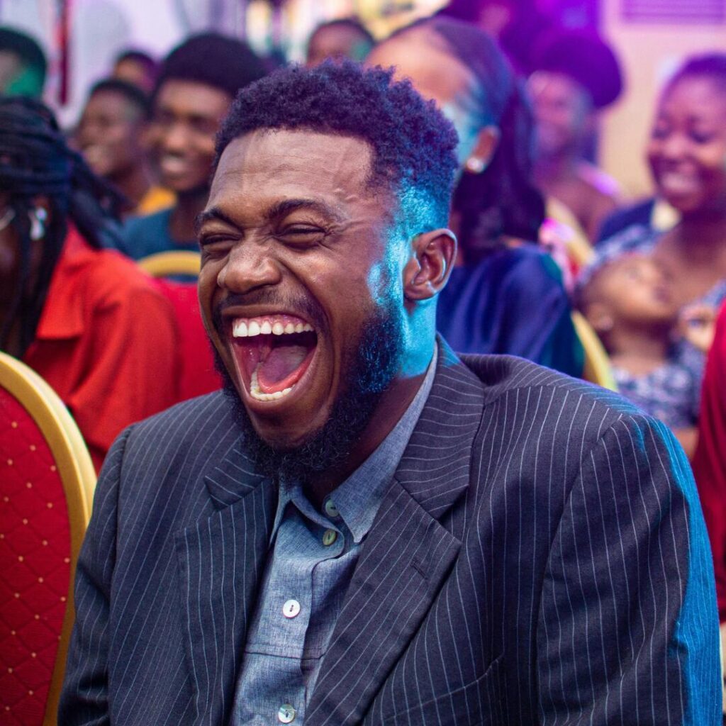 Man laughing at Matt Donnelly Mind Noodler show