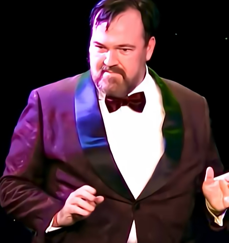 Matt Donnelly looks with surprise and concern at a member of the audience